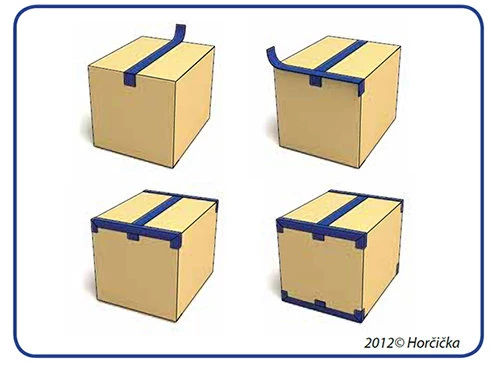 Správné zalepení krabice lepicí páskou do tvaru písmene H